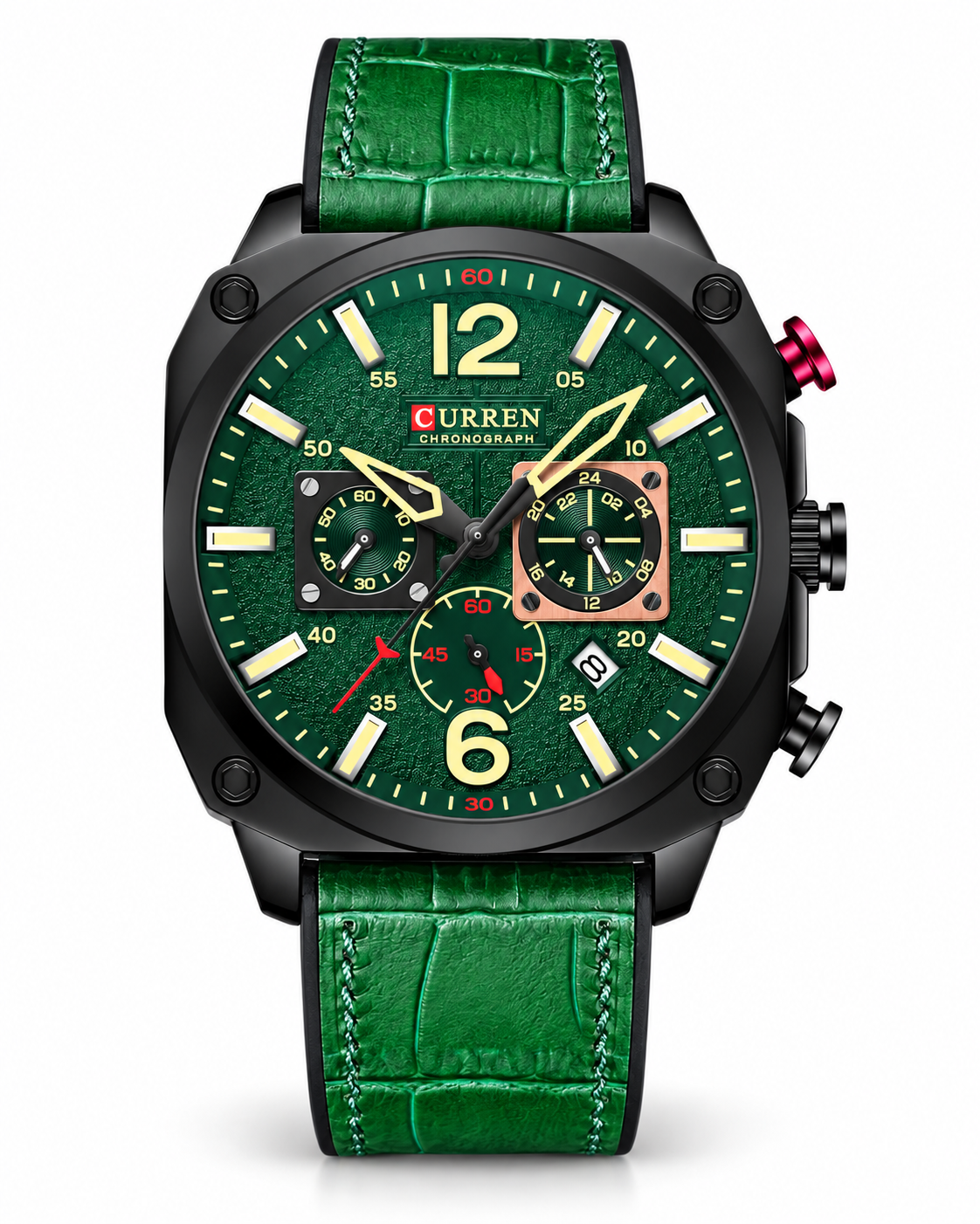 Detlef™ — Pánské military hodinky s koženým řemínkem